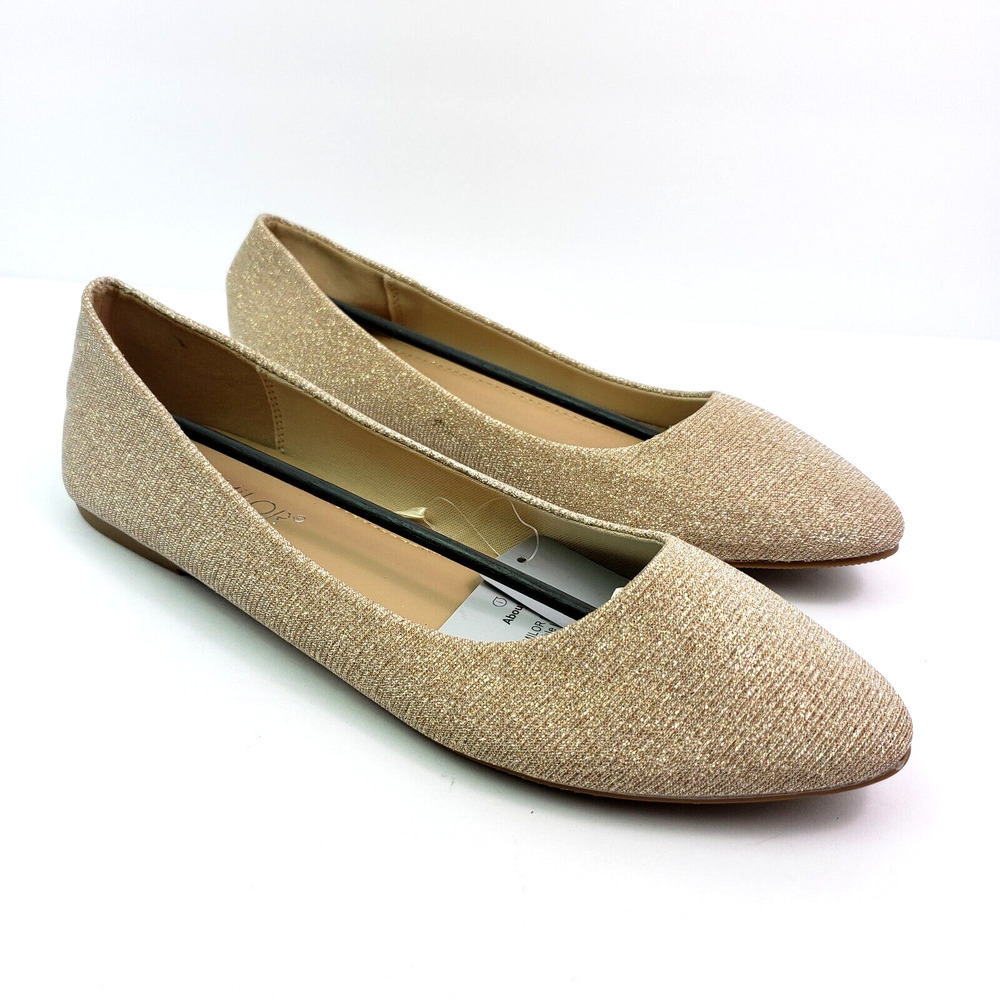 Samilor Womens Size 9 Gold Sparkle Slip On Formal Casual Ballet Flats Shoes